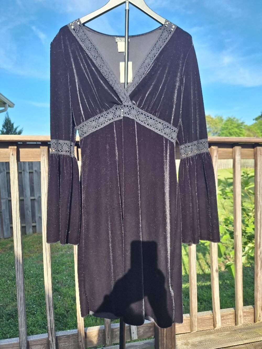 Y2K Vintage Up Front Whimsigoth Black Velvet Dress Sz 9/10